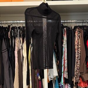 Enza Costa Black Long Sleeve Sheer Top